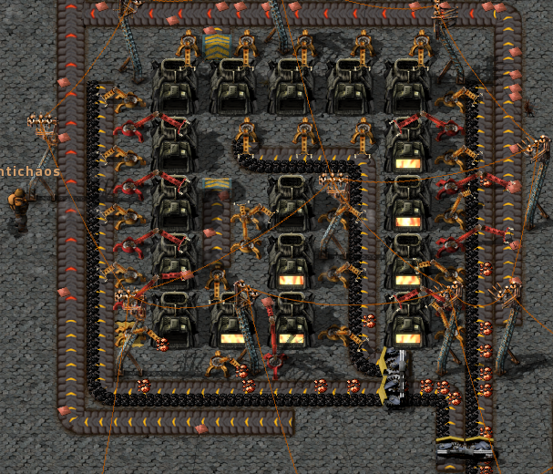 Packing 17 smelters in a 4 by 4 square